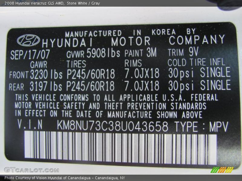 Stone White / Gray 2008 Hyundai Veracruz GLS AWD