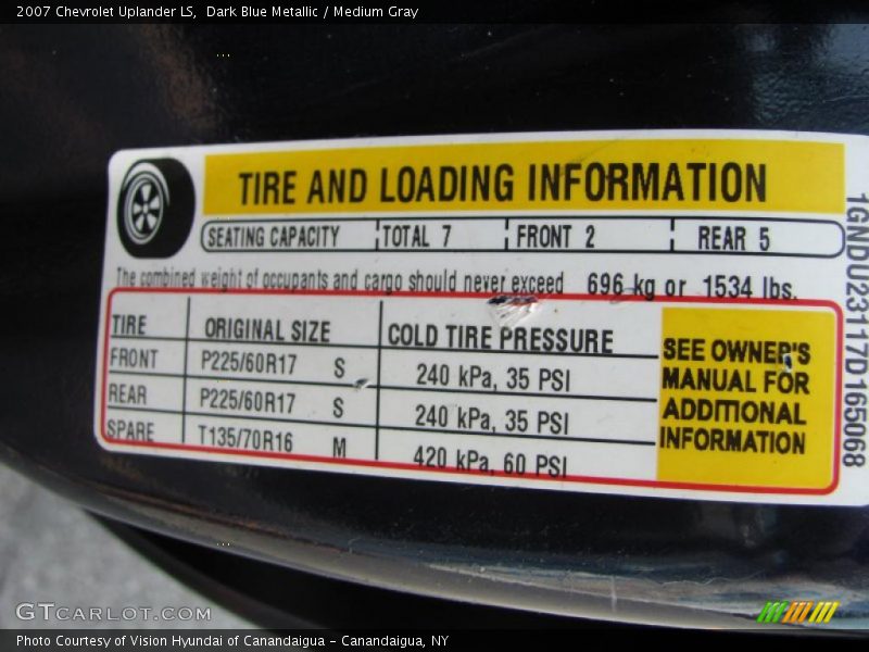 Dark Blue Metallic / Medium Gray 2007 Chevrolet Uplander LS