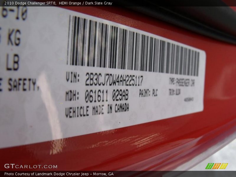 HEMI Orange / Dark Slate Gray 2010 Dodge Challenger SRT8