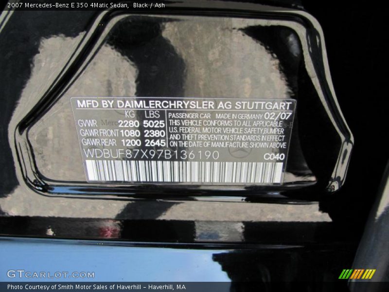 Black / Ash 2007 Mercedes-Benz E 350 4Matic Sedan