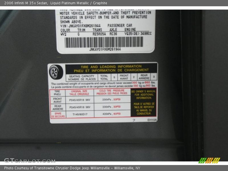 Liquid Platinum Metallic / Graphite 2006 Infiniti M 35x Sedan