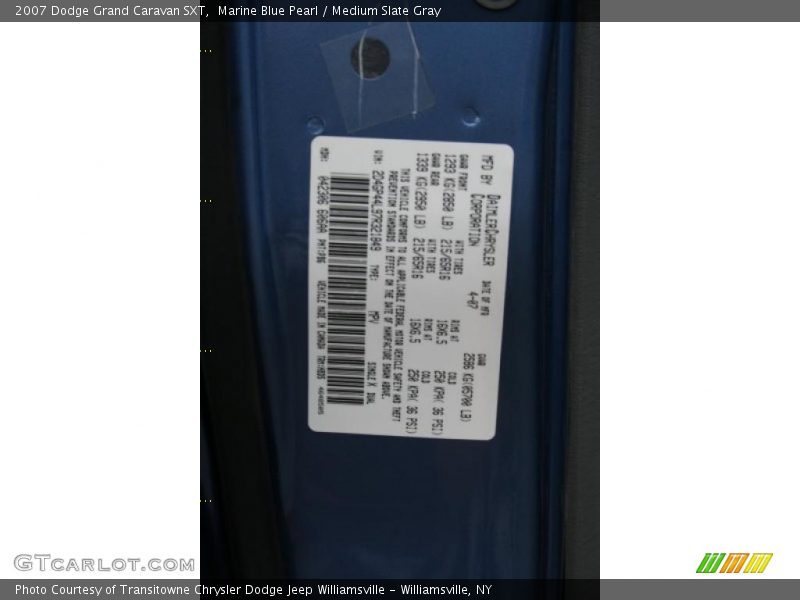 Marine Blue Pearl / Medium Slate Gray 2007 Dodge Grand Caravan SXT