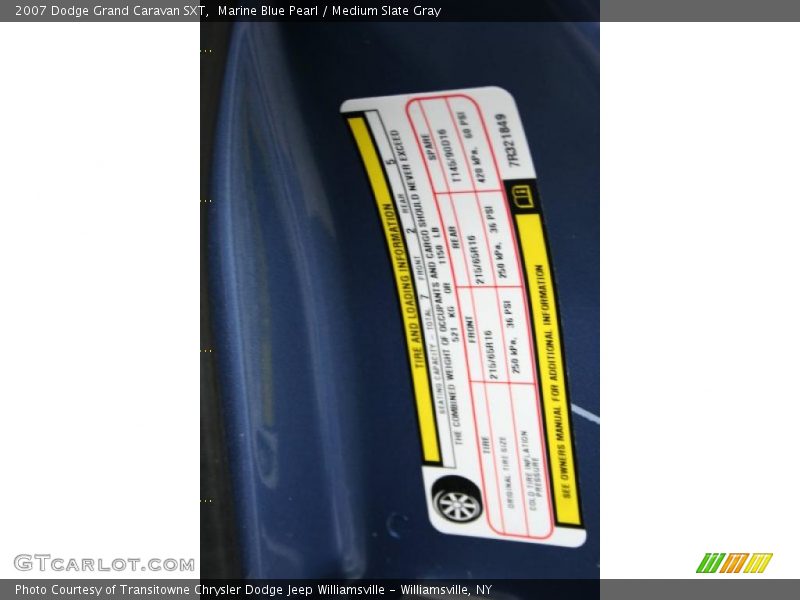 Marine Blue Pearl / Medium Slate Gray 2007 Dodge Grand Caravan SXT