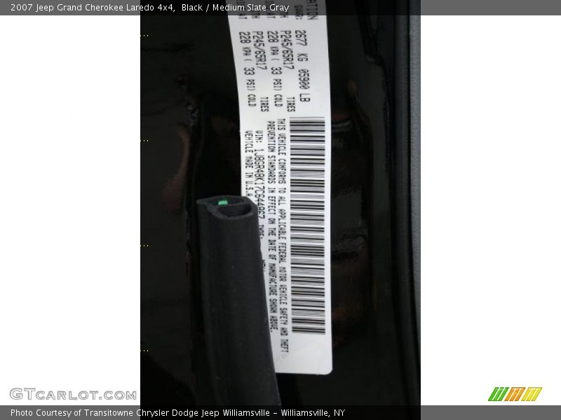 Black / Medium Slate Gray 2007 Jeep Grand Cherokee Laredo 4x4