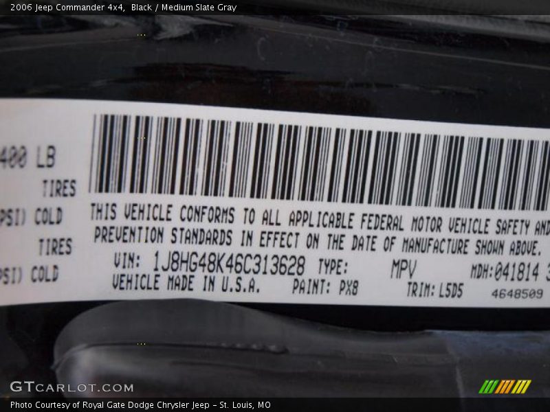 Black / Medium Slate Gray 2006 Jeep Commander 4x4