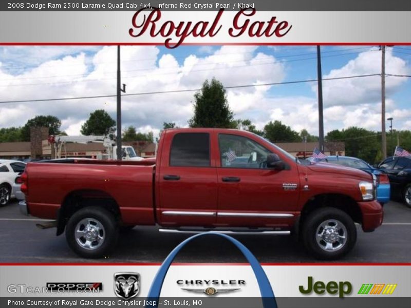 Inferno Red Crystal Pearl / Khaki 2008 Dodge Ram 2500 Laramie Quad Cab 4x4