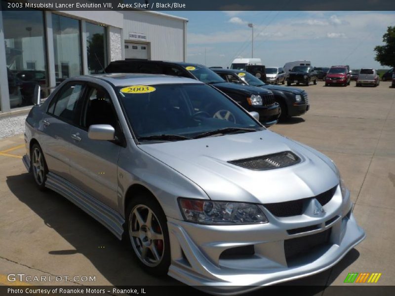 Apex Silver / Black/Blue 2003 Mitsubishi Lancer Evolution VIII