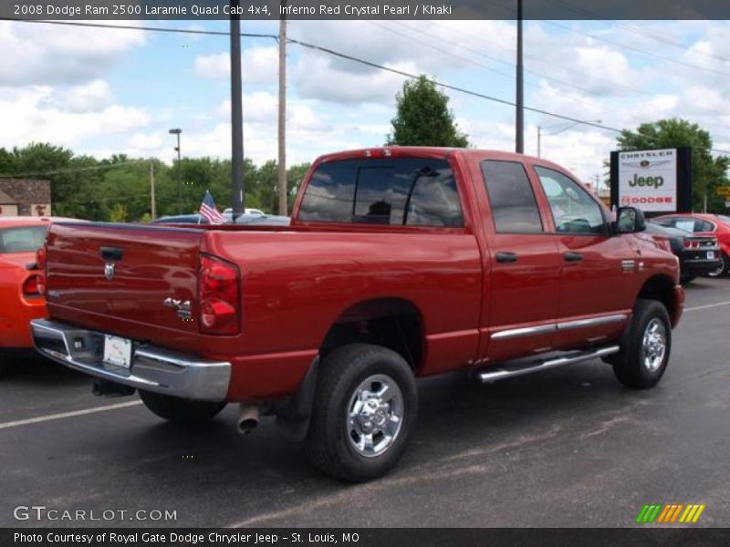 Inferno Red Crystal Pearl / Khaki 2008 Dodge Ram 2500 Laramie Quad Cab 4x4