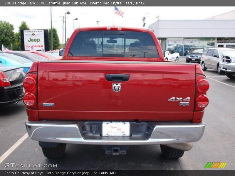 Inferno Red Crystal Pearl / Khaki 2008 Dodge Ram 2500 Laramie Quad Cab 4x4