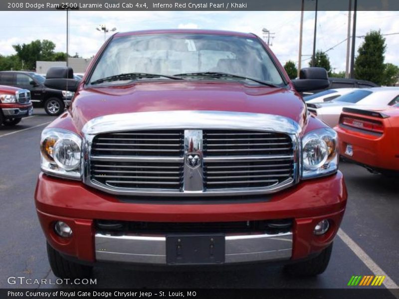 Inferno Red Crystal Pearl / Khaki 2008 Dodge Ram 2500 Laramie Quad Cab 4x4