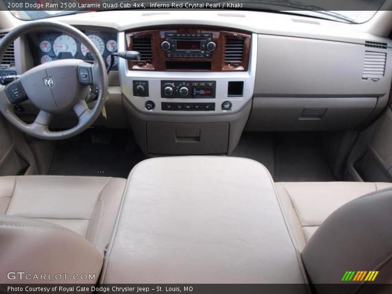 Inferno Red Crystal Pearl / Khaki 2008 Dodge Ram 2500 Laramie Quad Cab 4x4