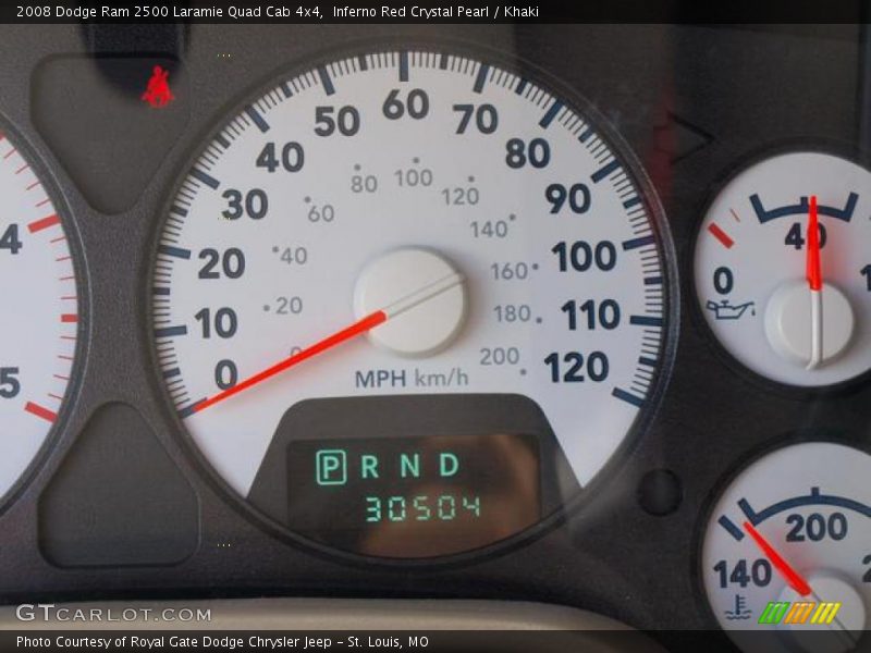 Inferno Red Crystal Pearl / Khaki 2008 Dodge Ram 2500 Laramie Quad Cab 4x4