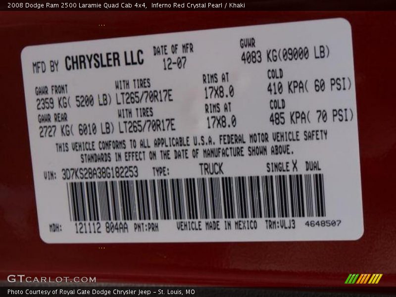 Inferno Red Crystal Pearl / Khaki 2008 Dodge Ram 2500 Laramie Quad Cab 4x4