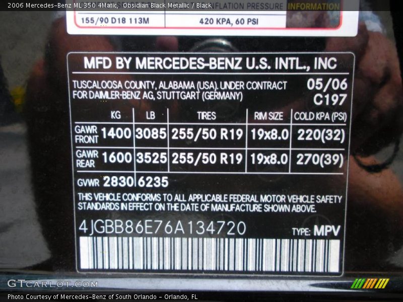 Obsidian Black Metallic / Black 2006 Mercedes-Benz ML 350 4Matic