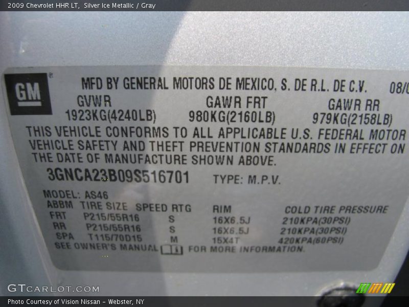 Silver Ice Metallic / Gray 2009 Chevrolet HHR LT