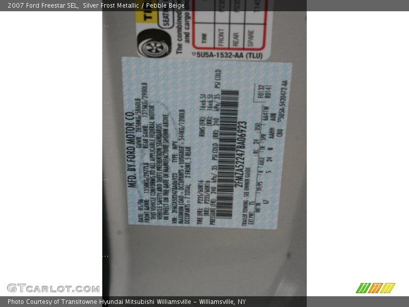 Silver Frost Metallic / Pebble Beige 2007 Ford Freestar SEL