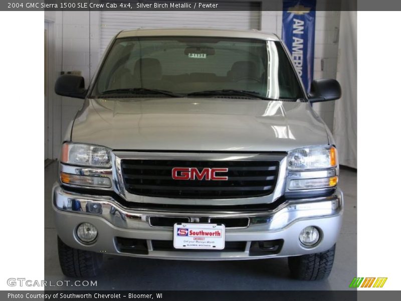Silver Birch Metallic / Pewter 2004 GMC Sierra 1500 SLE Crew Cab 4x4