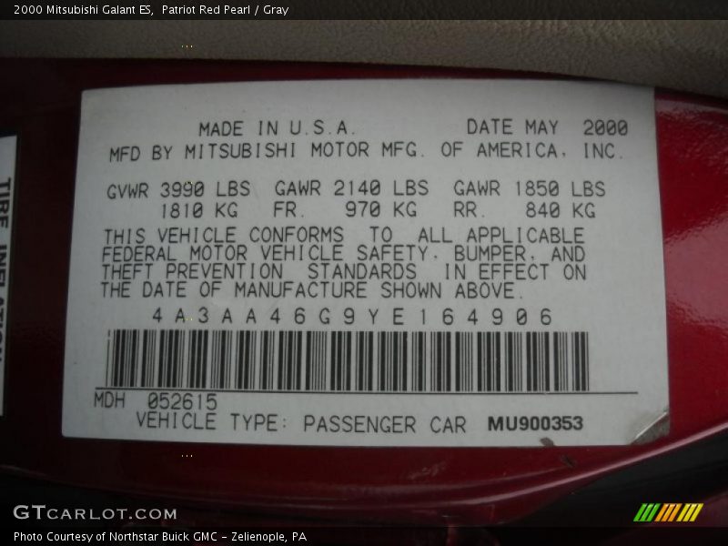 Patriot Red Pearl / Gray 2000 Mitsubishi Galant ES