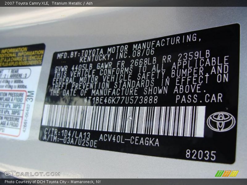 Titanium Metallic / Ash 2007 Toyota Camry XLE