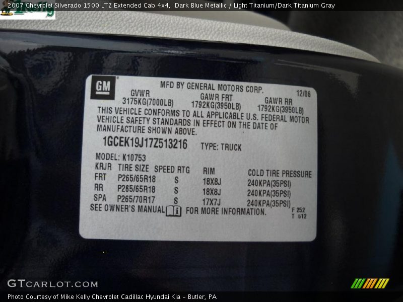 Dark Blue Metallic / Light Titanium/Dark Titanium Gray 2007 Chevrolet Silverado 1500 LTZ Extended Cab 4x4