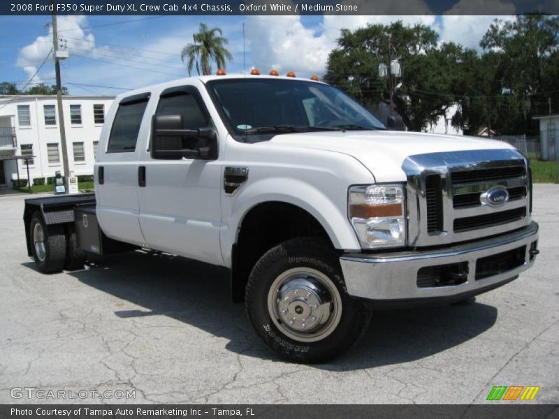 Oxford White / Medium Stone 2008 Ford F350 Super Duty XL Crew Cab 4x4 Chassis