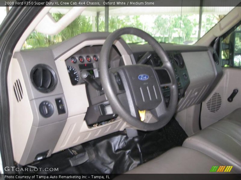 Oxford White / Medium Stone 2008 Ford F350 Super Duty XL Crew Cab 4x4 Chassis