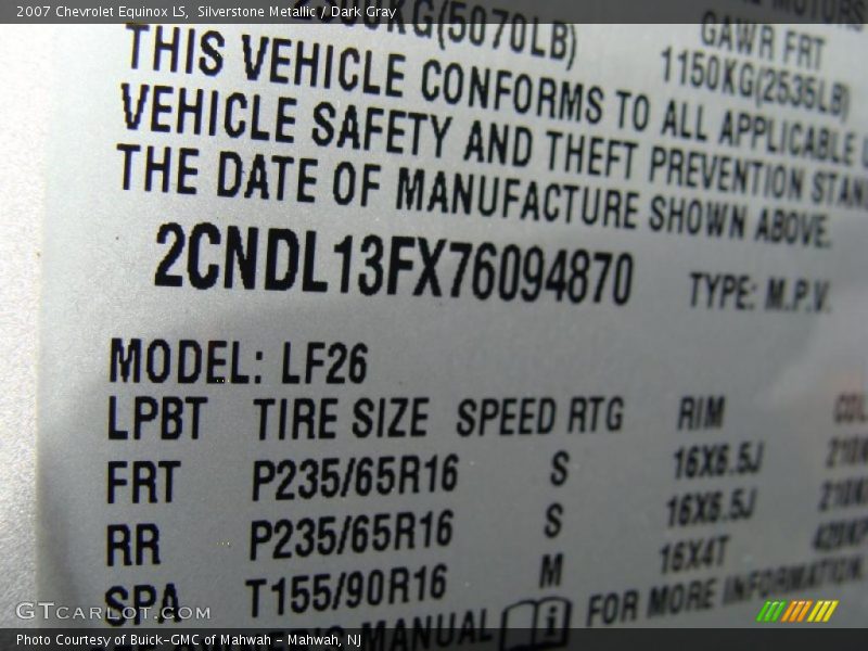 Silverstone Metallic / Dark Gray 2007 Chevrolet Equinox LS