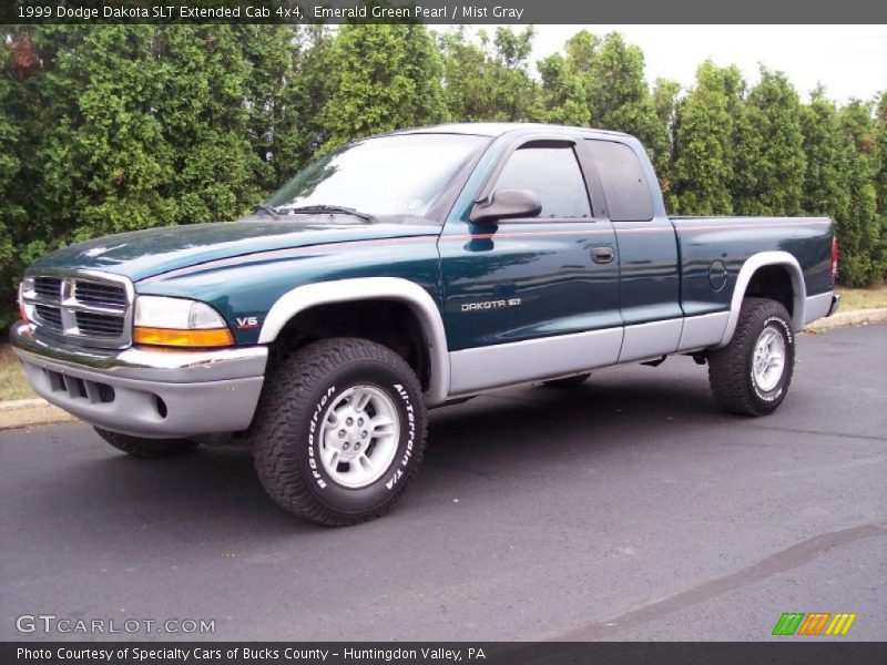 Emerald Green Pearl / Mist Gray 1999 Dodge Dakota SLT Extended Cab 4x4