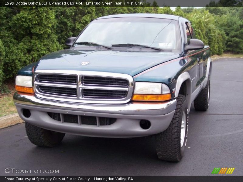 Emerald Green Pearl / Mist Gray 1999 Dodge Dakota SLT Extended Cab 4x4