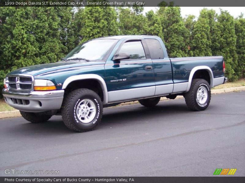 Emerald Green Pearl / Mist Gray 1999 Dodge Dakota SLT Extended Cab 4x4