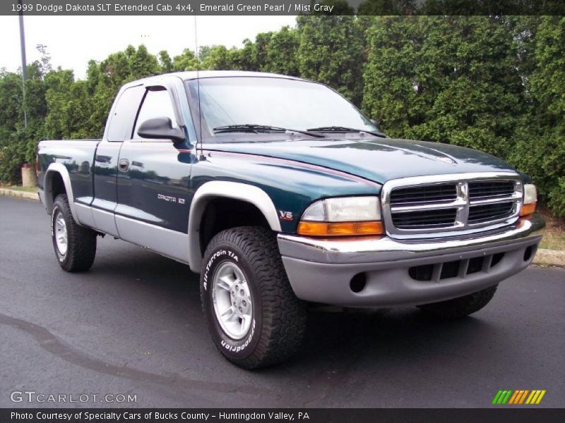 Emerald Green Pearl / Mist Gray 1999 Dodge Dakota SLT Extended Cab 4x4