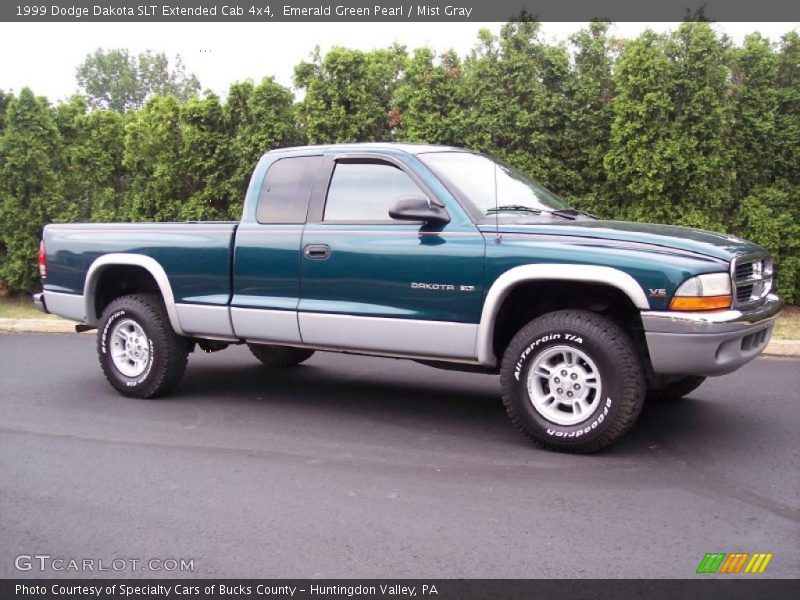 Emerald Green Pearl / Mist Gray 1999 Dodge Dakota SLT Extended Cab 4x4