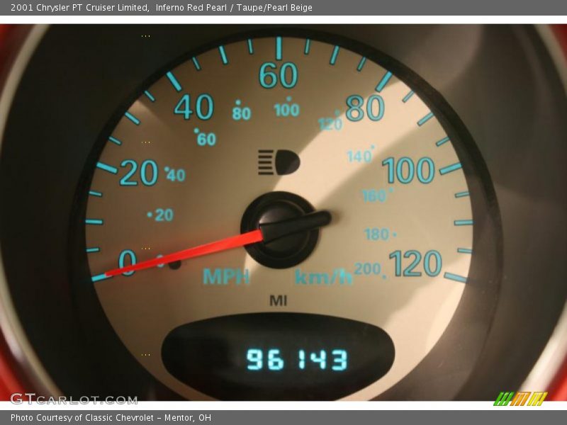 Inferno Red Pearl / Taupe/Pearl Beige 2001 Chrysler PT Cruiser Limited