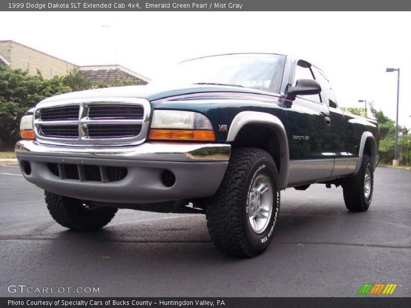 Emerald Green Pearl / Mist Gray 1999 Dodge Dakota SLT Extended Cab 4x4
