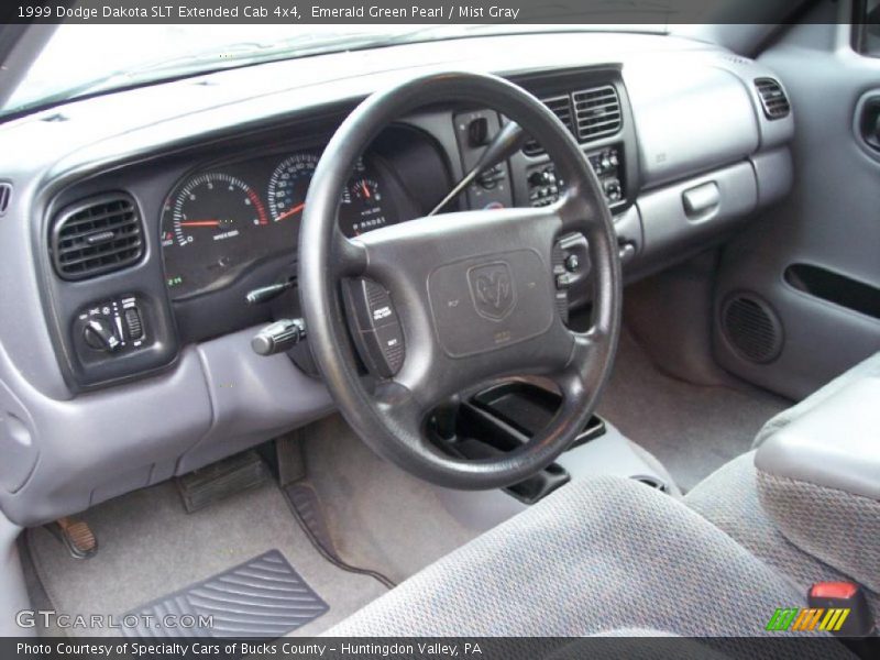 Emerald Green Pearl / Mist Gray 1999 Dodge Dakota SLT Extended Cab 4x4