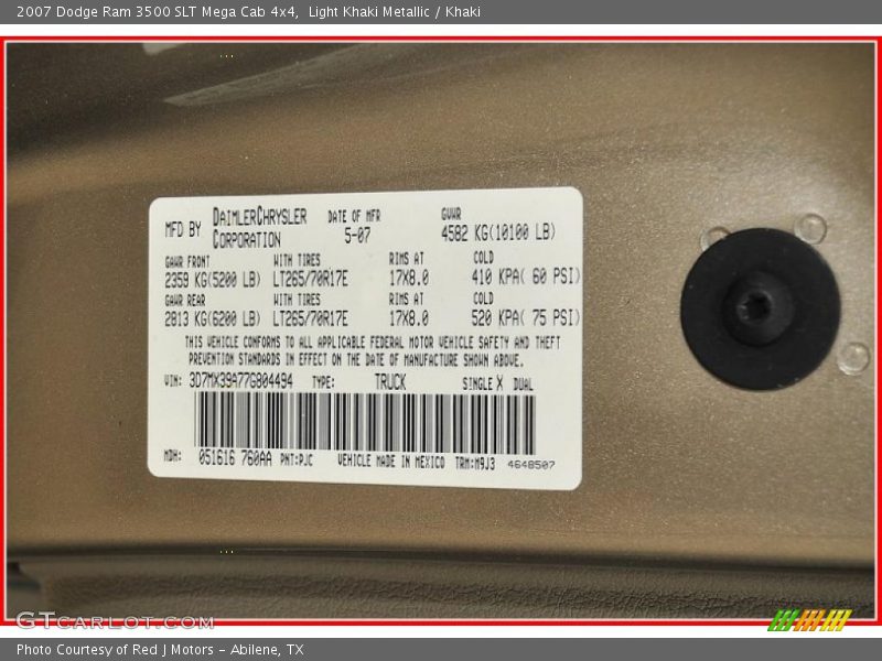 Light Khaki Metallic / Khaki 2007 Dodge Ram 3500 SLT Mega Cab 4x4