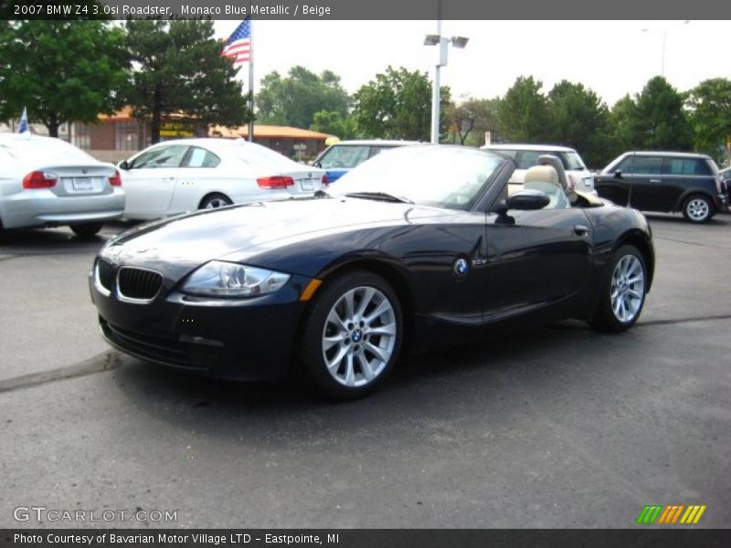Monaco Blue Metallic / Beige 2007 BMW Z4 3.0si Roadster