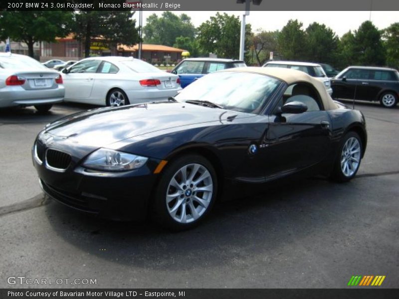 Monaco Blue Metallic / Beige 2007 BMW Z4 3.0si Roadster