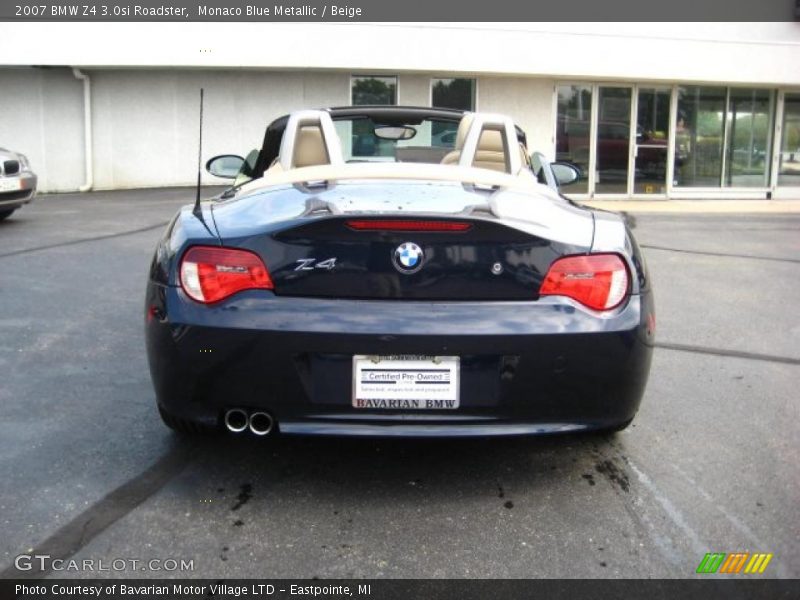 Monaco Blue Metallic / Beige 2007 BMW Z4 3.0si Roadster