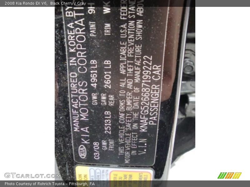 Black Cherry / Gray 2008 Kia Rondo EX V6
