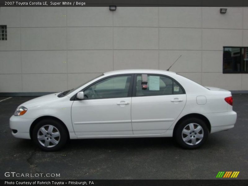 Super White / Beige 2007 Toyota Corolla LE