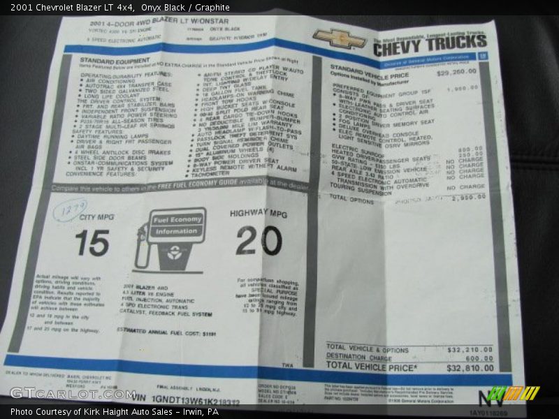 Onyx Black / Graphite 2001 Chevrolet Blazer LT 4x4