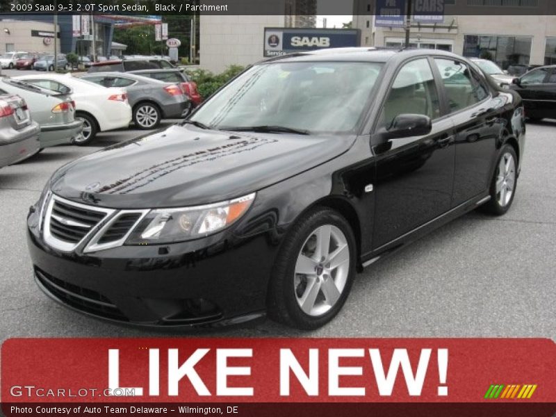 Black / Parchment 2009 Saab 9-3 2.0T Sport Sedan