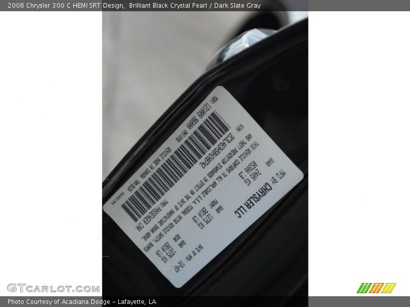 Brilliant Black Crystal Pearl / Dark Slate Gray 2008 Chrysler 300 C HEMI SRT Design
