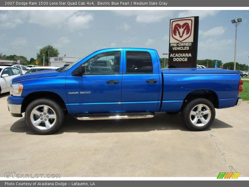 Electric Blue Pearl / Medium Slate Gray 2007 Dodge Ram 1500 Lone Star Quad Cab 4x4