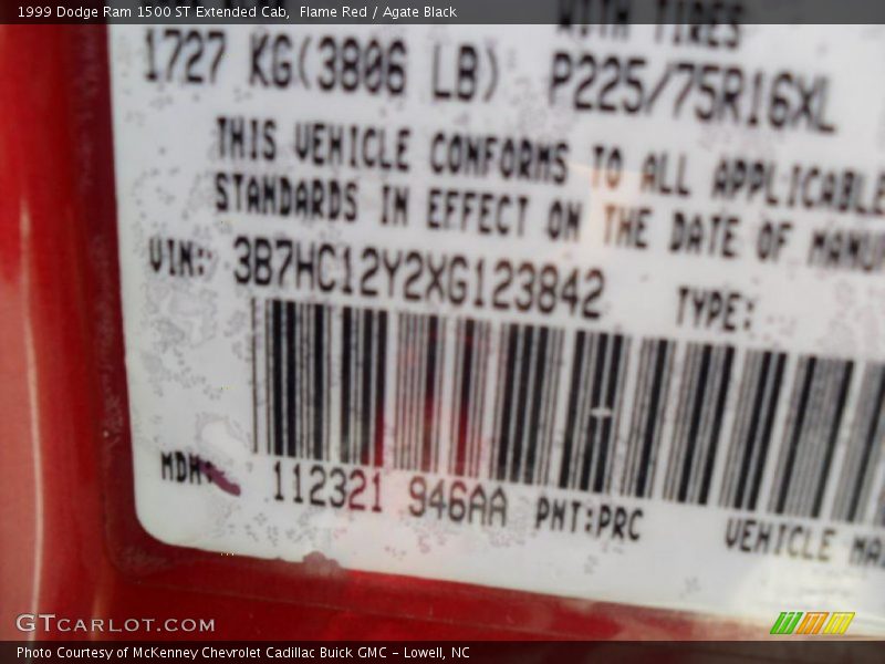 Flame Red / Agate Black 1999 Dodge Ram 1500 ST Extended Cab
