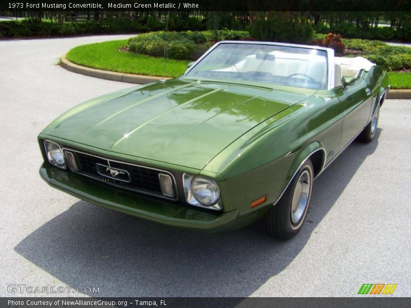 Medium Green Metallic / White 1973 Ford Mustang Convertible