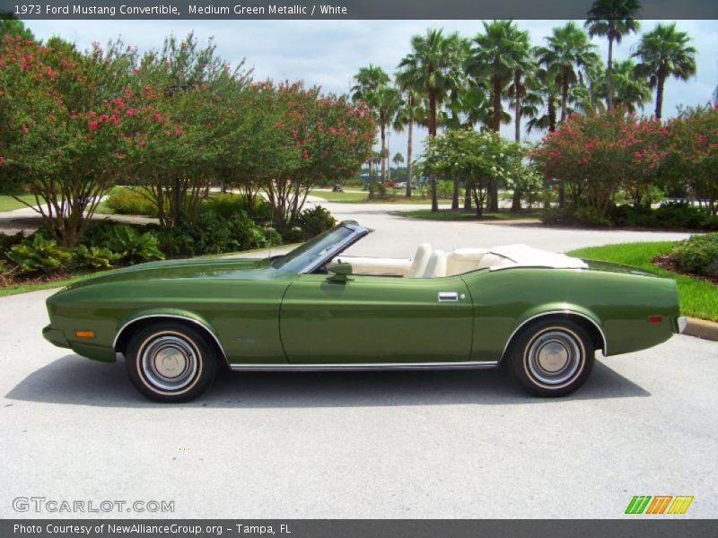 Medium Green Metallic / White 1973 Ford Mustang Convertible