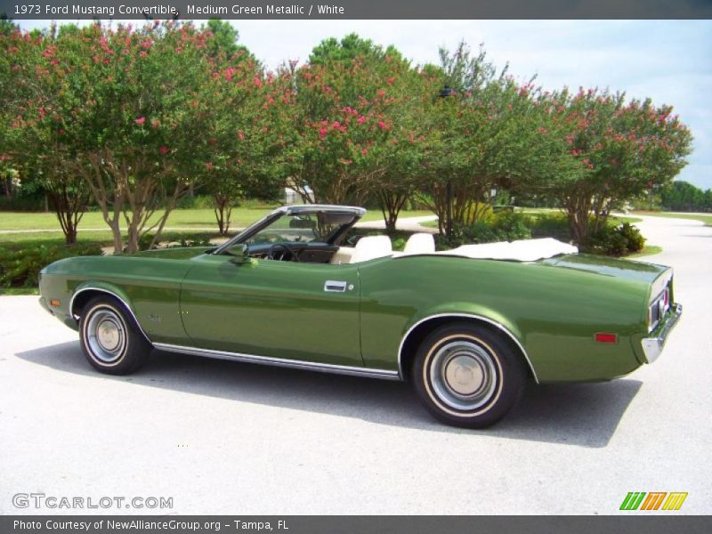 Medium Green Metallic / White 1973 Ford Mustang Convertible