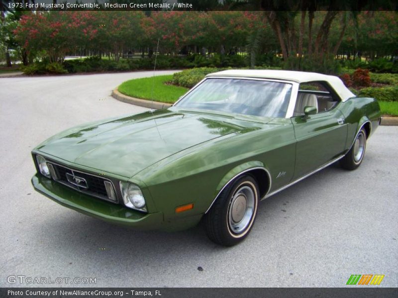 Medium Green Metallic / White 1973 Ford Mustang Convertible